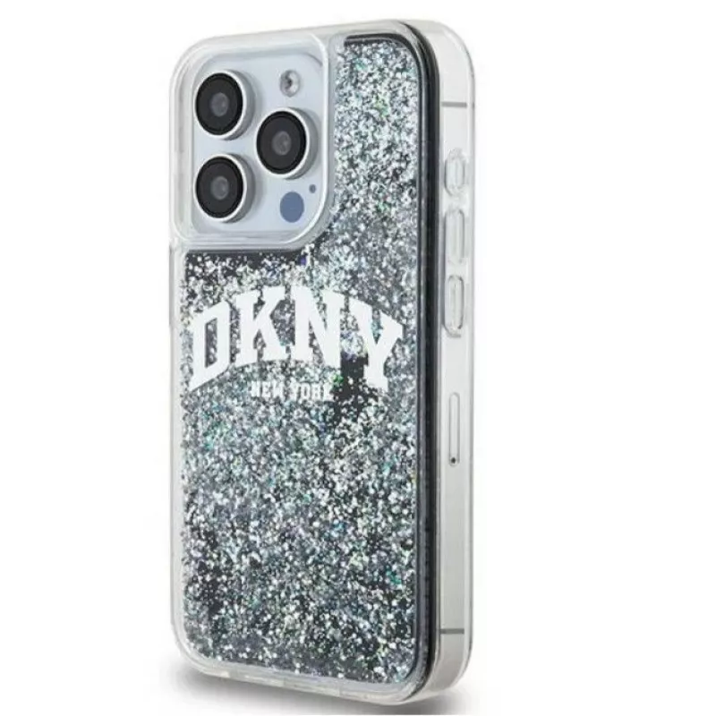 DKNY Apple iPhone 15 Pro 6,1 cala twarda obudowa Liquid Glitter Big Logo Czarna