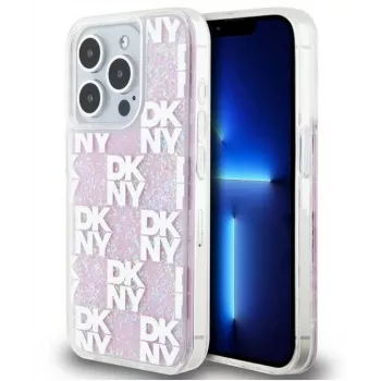 DKNY Apple iPhone 15 Pro 6,1 cala twarda obudowa Liquid Glitter Multilogo Różowa