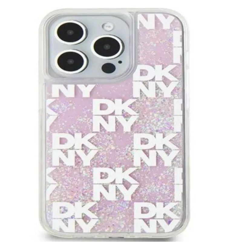 DKNY Apple iPhone 15 Pro Max 6,7 cala twarda obudowa Liquid Glitter Multilogo Różowa