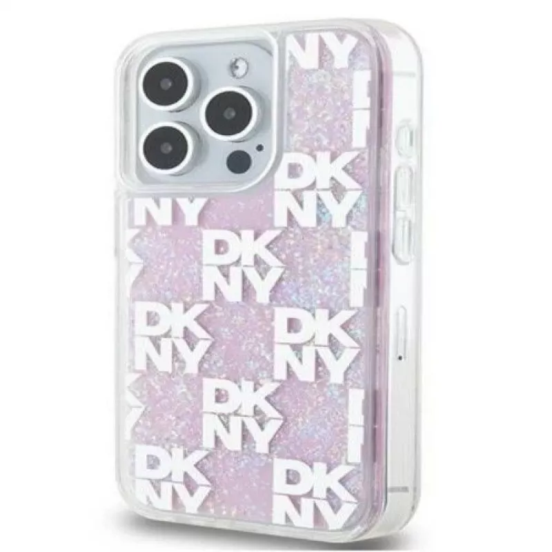 DKNY Apple iPhone 15 Pro Max 6,7 cala twarda obudowa Liquid Glitter Multilogo Różowa