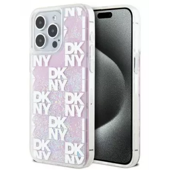 DKNY Apple iPhone 15 Pro Max 6,7 cala twarda obudowa Liquid Glitter Multilogo Różowa