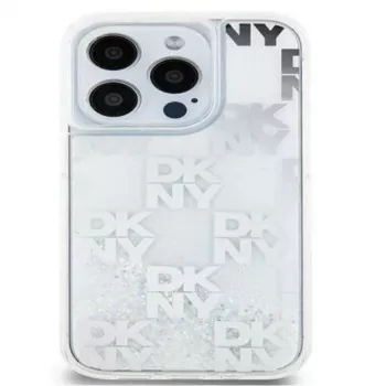 DKNY Apple iPhone 15 Pro Max 6,7 cala Etui twarde Liquid Glitter Multilogo Białe
