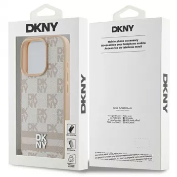 Etui DKNY Checkered Pattern & Printed Stripes do iPhone 16 Pro - różowe