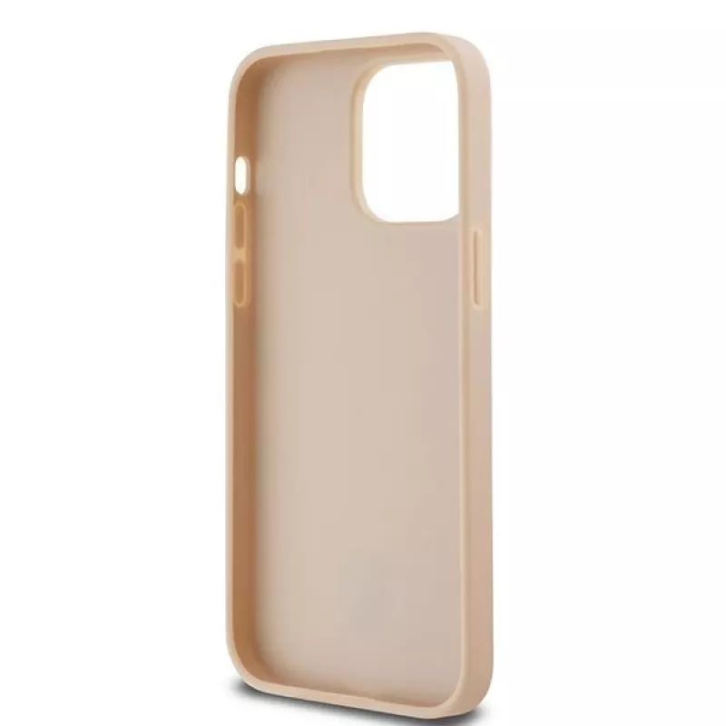 DKNY Skórzane etui w kratkę mono i drukowane paski do iPhone 14 Pro Max - Różowe