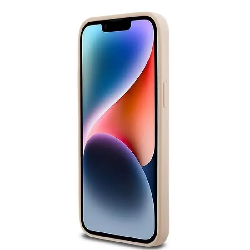 DKNY Skórzane etui w kratkę mono i drukowane paski do iPhone 14 Pro Max - Różowe