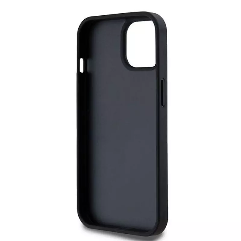 Etui DKNY ze skóry w kratkę i wzór mono z nadrukowanymi paskami do iPhone 15/14/13 - Czarny