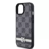 Etui DKNY ze skóry w kratkę i wzór mono z nadrukowanymi paskami do iPhone 15/14/13 - Czarny