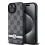 Etui DKNY ze skóry w kratkę i wzór mono z nadrukowanymi paskami do iPhone 15/14/13 - Czarny