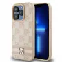 DKNY Skórzane etui w kratkę mono i drukowane paski do iPhone 15 Pro Max - Różowy