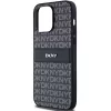 DKNY Skórzane etui Mono Stripe z metalowym logo do Apple iPhone 14 Pro - czarne