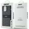 DKNY Skórzane etui Mono Stripe z metalowym logo do iPhone 14 Pro Max - czarne