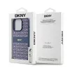 Etui DKNY Leather Mono Stripe z metalowym logo do iPhone 15 Pro - niebieskie