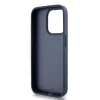 Etui DKNY Leather Mono Stripe z metalowym logo do iPhone 15 Pro - niebieskie