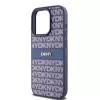 Etui DKNY Leather Mono Stripe z metalowym logo do iPhone 15 Pro - niebieskie