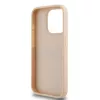 DKNY Skórzane etui Mono Stripe z metalowym logo do iPhone 15 Pro - różowe