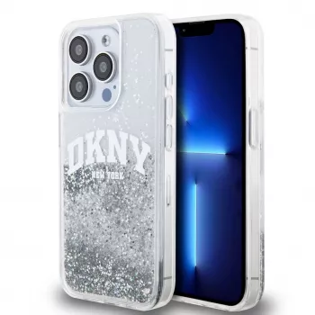 Etui DKNY Liquid Glitter Arch Logo na iPhone 14 Pro Przezroczyste
