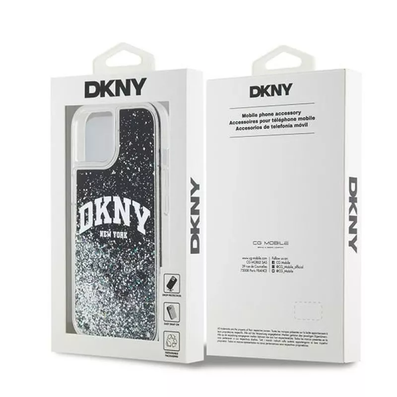 Etui DKNY Liquid Glitter Big Logo do iPhone 14/15/13 - czarne