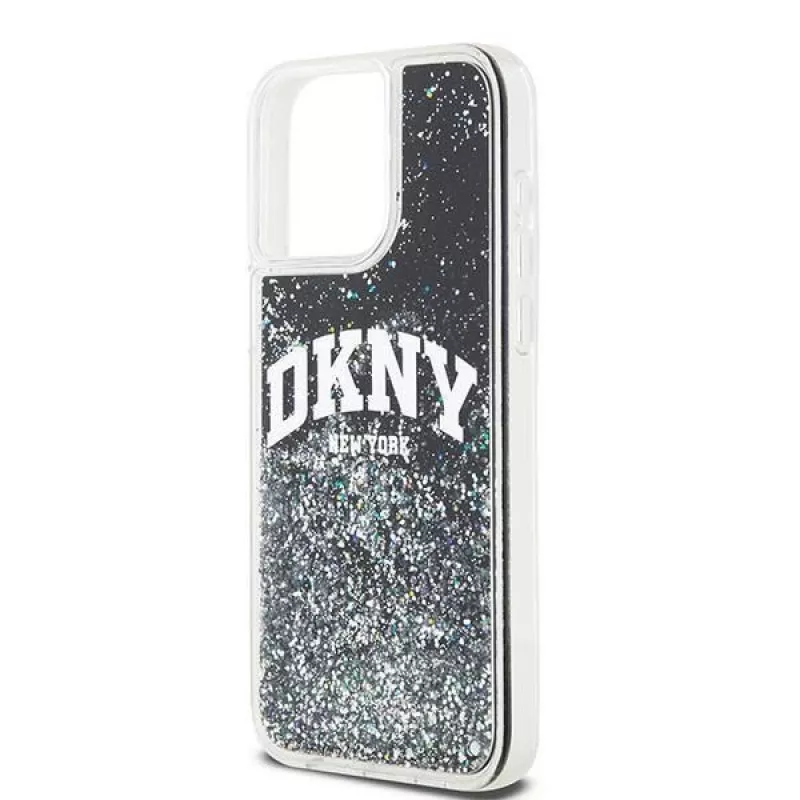 DKNY Liquid Glitter Big Logo etui iPhone 14 Pro Max - czarne