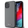 Etui DKNY z PU skóry MagSafe na iPhone 12/12 Pro ze srebrnym metalowym logo - Szary
