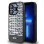 DKNY PU Skórzane Etui MagSafe z Powtarzającym się Wzorem i Dolnym Paskiem do iPhone 14 Pro Max - Czarny