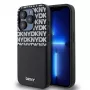 DKNY PU Skórzane etui z kieszenią na kartę, wzór powtarzalny, dla iPhone 14 Pro, czarne