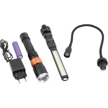 Zestaw latarek LED DMAX ULG 103 - 3 sztuki, aluminiowe, z regulowaną ogniskową, czarno-srebrne