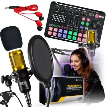 DNA Studio Set Zewnętrzna karta dźwiękowa Bluetooth z efektami DSP, zasilaniem fantomowym, USB-C i baterią