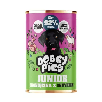 DOBRY PIES Junior Jagnięcina z Indykiem Mokra Karma dla Psów 400g