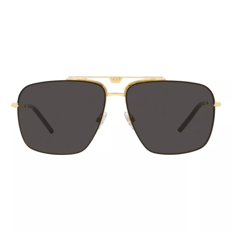 Okulary przeciwsłoneczne Dolce & Gabbana DG2264-02-87 Mężczyźni Złota Oprawka Szare Szkła Pilot 61mm