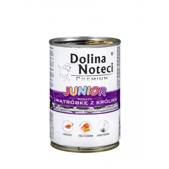 Dolina Noteci Premium Junior Mokra karma z króliczą wątróbką dla szczeniąt ras średnich i dużych - 400g