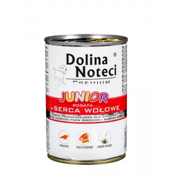 DOLINA NOTECI Premium Junior Rich in Beef Hearts - Mokra karma dla psów - 400 g