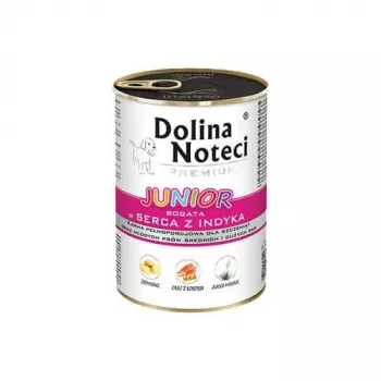 DOLINA NOTECI Premium Junior Rich in Turkey Hearts - Mokra karma dla szczeniąt ras średnich i dużych - 400g