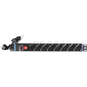 DSIT DS-8PDU-C13 Listwa zasilająca – 1U PDU do montażu w szafie rack, 8x gniazda IEC C13, 10A 250V, kabel 2m, czarna