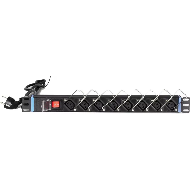 DSIT DS-8PDU-C13 Listwa zasilająca – 1U PDU do montażu w szafie rack, 8x gniazda IEC C13, 10A 250V, kabel 2m, czarna