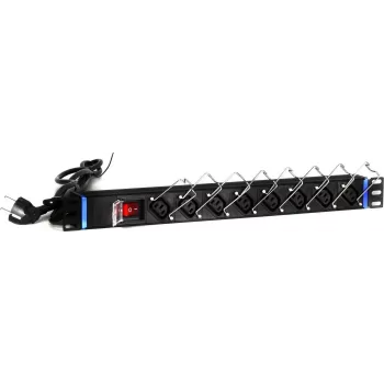 DSIT DS-8PDU-C13 Listwa zasilająca – 1U PDU do montażu w szafie rack, 8x gniazda IEC C13, 10A 250V, kabel 2m, czarna