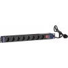 DSIT DS-8PDU-S 19-calowy listwa zasilająca PDU z przełącznikiem, 8 gniazd Schuko, kabel 2m, 16A/3680W – czarny/srebrny