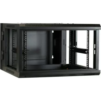 DSIT DS6606-DOUBLE szafa serwerowa ścienna 6U z odwracalnymi drzwiami szklanymi, 600x600x368 mm, czarna