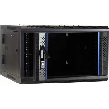DSIT DS6606-DOUBLE szafa serwerowa ścienna 6U z odwracalnymi drzwiami szklanymi, 600x600x368 mm, czarna