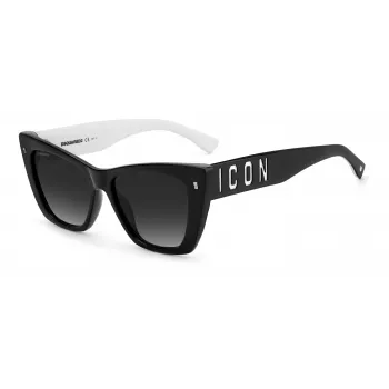 Okulary przeciwsłoneczne DSQUARED2 ICON0006S80S dla kobiet - czarna oprawka acetatowa, szare szkła, 53mm