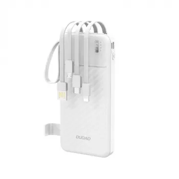 Dudao K11 10000mAh Powerbank z wbudowanymi kablami Biały