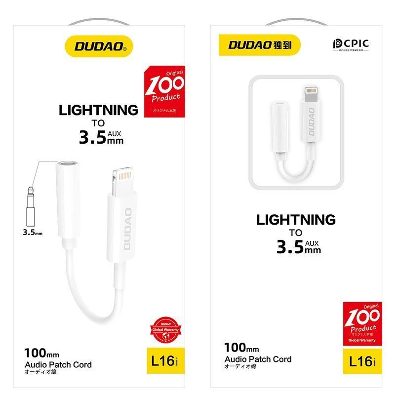 Dudao L16i Audio Adapter Lightning na 3.5mm Biały