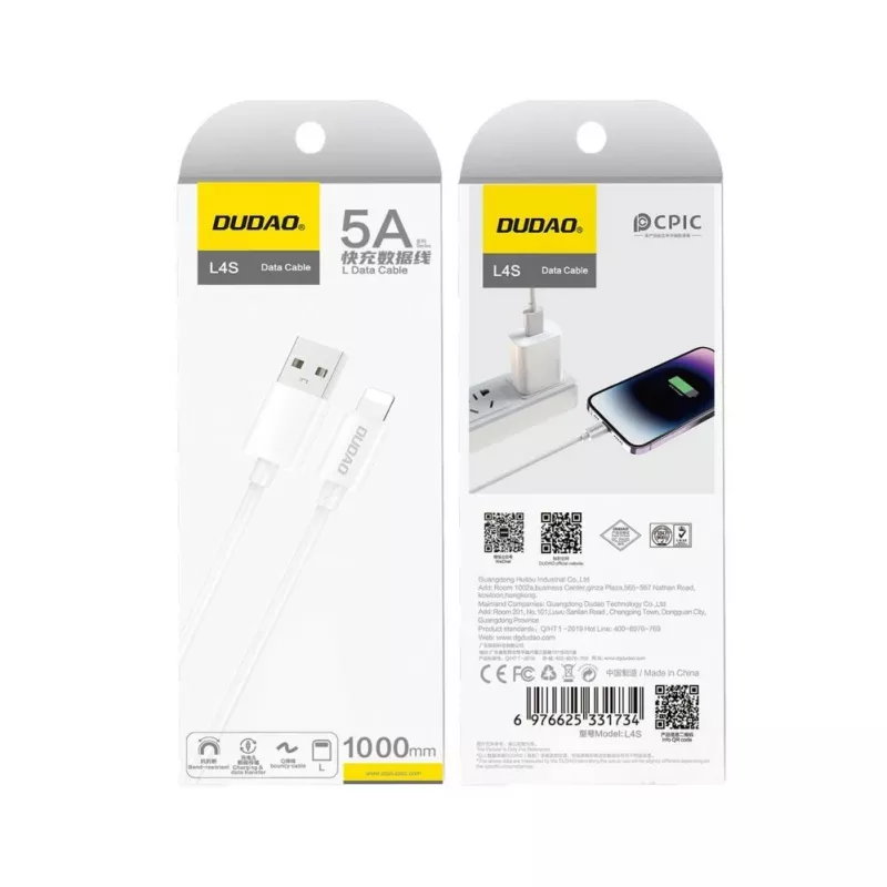 Dudao USB-A to Lightning Cable 1m White