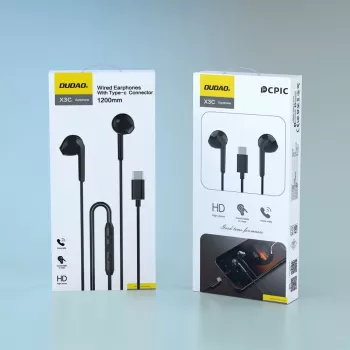 Dudao X3C Słuchawki douszne przewodowe USB-C 1,2m - Czarny