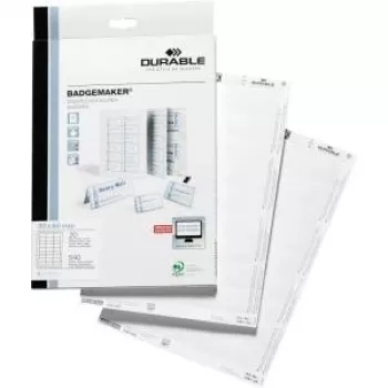 DURABLE BADGEMAKER® Etykiety wkładki 60 x 30 mm, białe, 200 etykiet (A4, 20 arkuszy) 145102