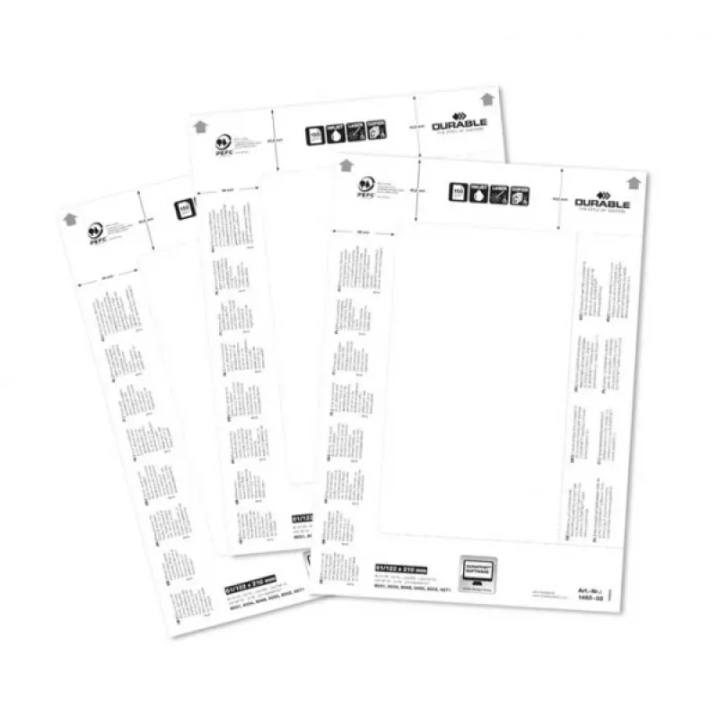 DURABLE BADGEMAKER® Etykiety wkładane 61 x 210 mm, 100 sztuk, biały karton, laser/atrament 146002