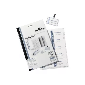 DURABLE BADGEMAKER® Etykiety wkładane 61 x 210 mm, 100 sztuk, biały karton, laser/atrament 146002