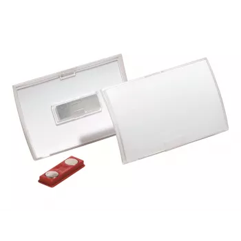 DURABLE CLICK FOLD Magnetyczny uchwyt na identyfikator 90x54 mm, Przezroczysty, Opakowanie 10 szt. (821519)