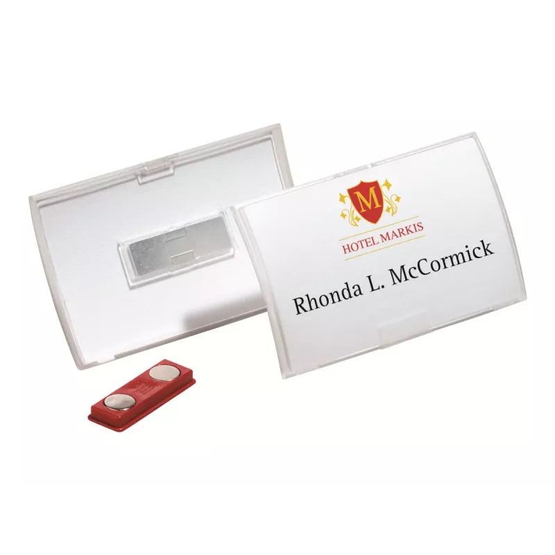 DURABLE CLICK FOLD Magnetyczny uchwyt na identyfikator 90x54 mm, Przezroczysty, Opakowanie 10 szt. (821519)