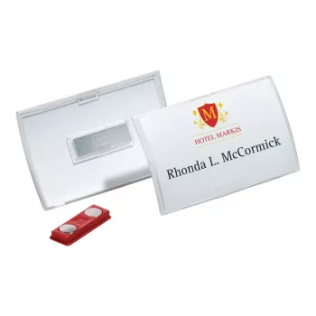 DURABLE CLICK FOLD Magnetyczny uchwyt na identyfikator 90x54 mm, Przezroczysty, Opakowanie 10 szt. (821519)