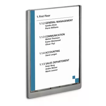 DURABLE CLICK SIGN A4 pionowa tabliczka na drzwi srebrna 486737